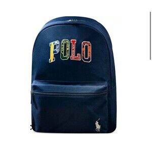 Polo Ralph Lauren Unisex Multicolor Colorful Patch Letter Logo Navy Backpack